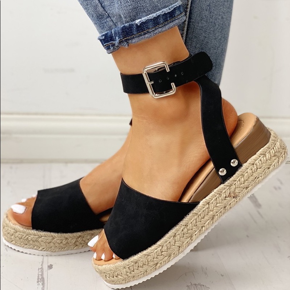 Black Topic Espadrille ankle strap sandal - Picture 3 of 10